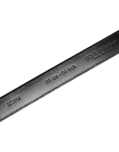 Dolce & Gabbana Gray Leather Silver Tone Metal Buckle Belt