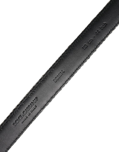 Dolce & Gabbana Black White Silver Tone Metal Buckle Belt