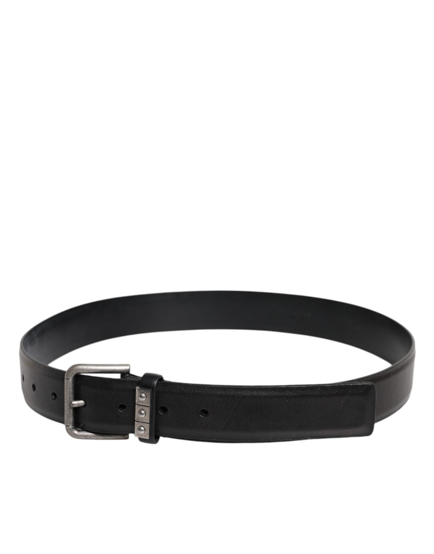 Dolce & Gabbana Black Leather Metal Buckle Classic Belt