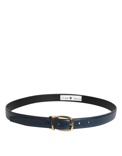 Dolce & Gabbana Blue Leather Metal Buckle Classic Belt