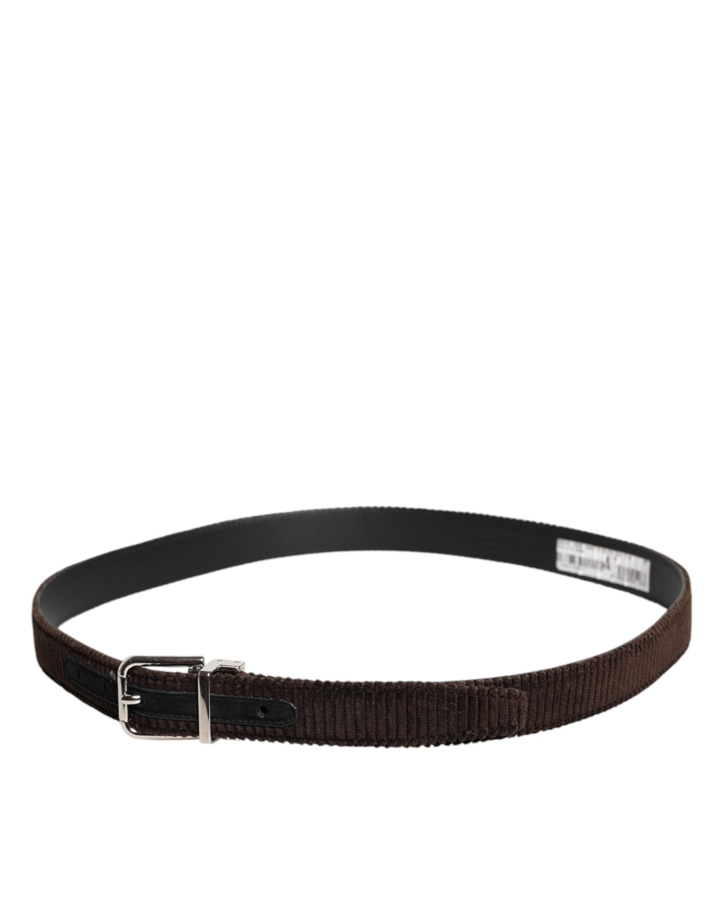 Dolce & Gabbana Brown Velvet Metal Buckle Classic Belt