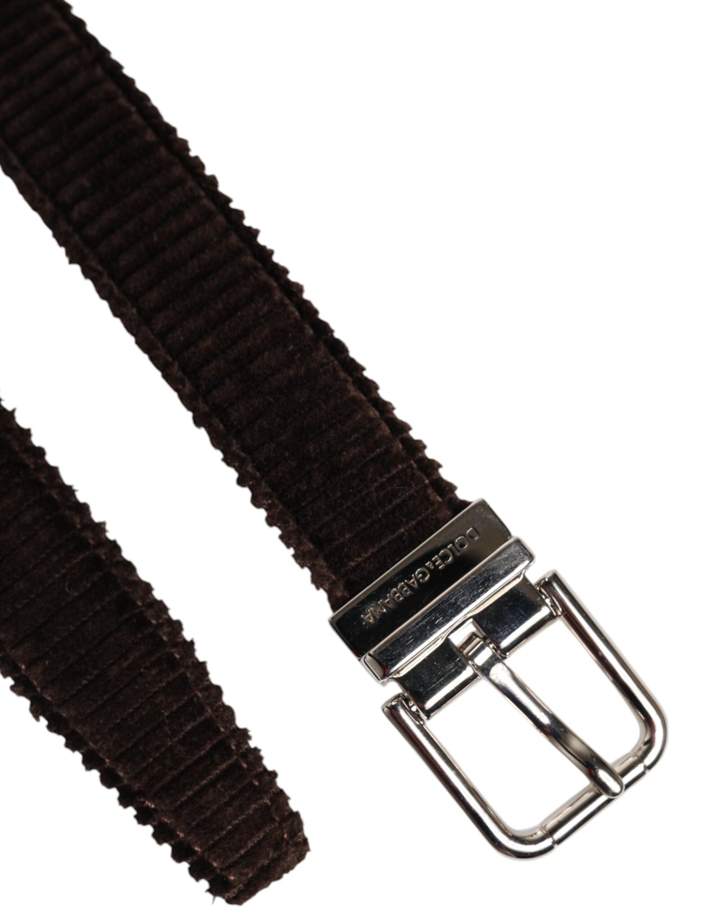 Dolce & Gabbana Brown Velvet Metal Buckle Classic Belt