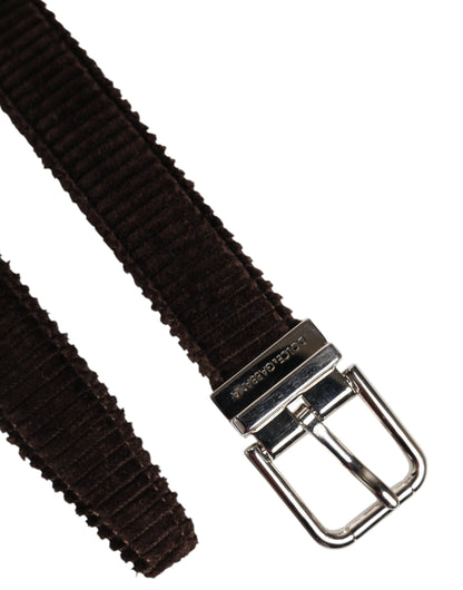 Dolce & Gabbana Brown Velvet Metal Buckle Classic Belt