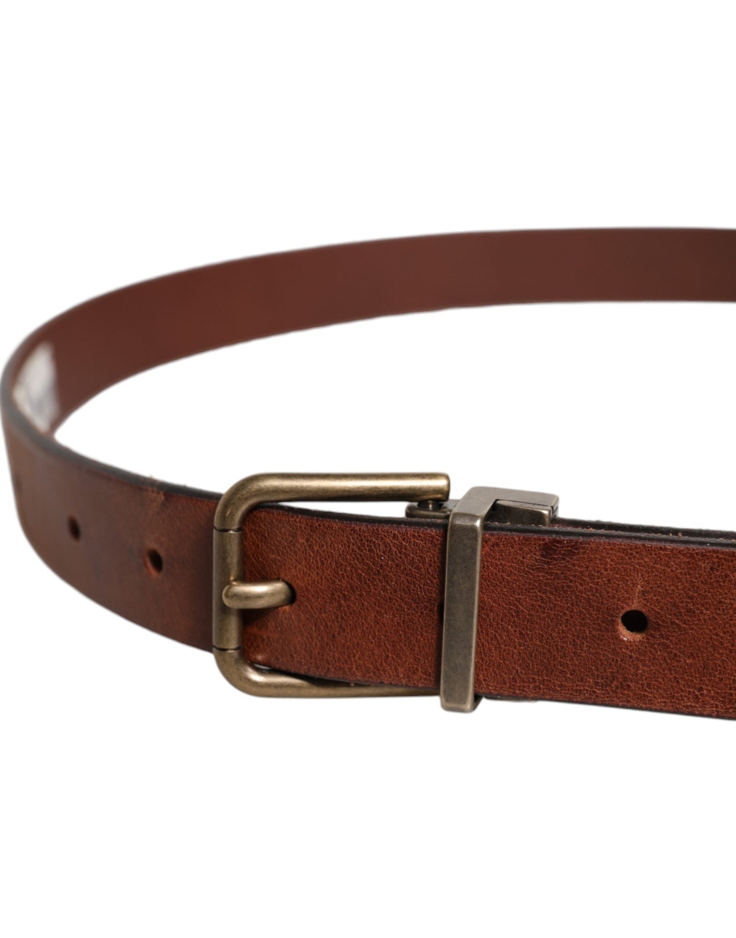 Dolce & Gabbana Brown Leather Metal Buckle Classic Belt