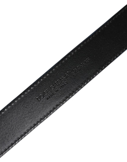 Dolce & Gabbana Blue Beige Leather Weaved Metal Buckle Belt