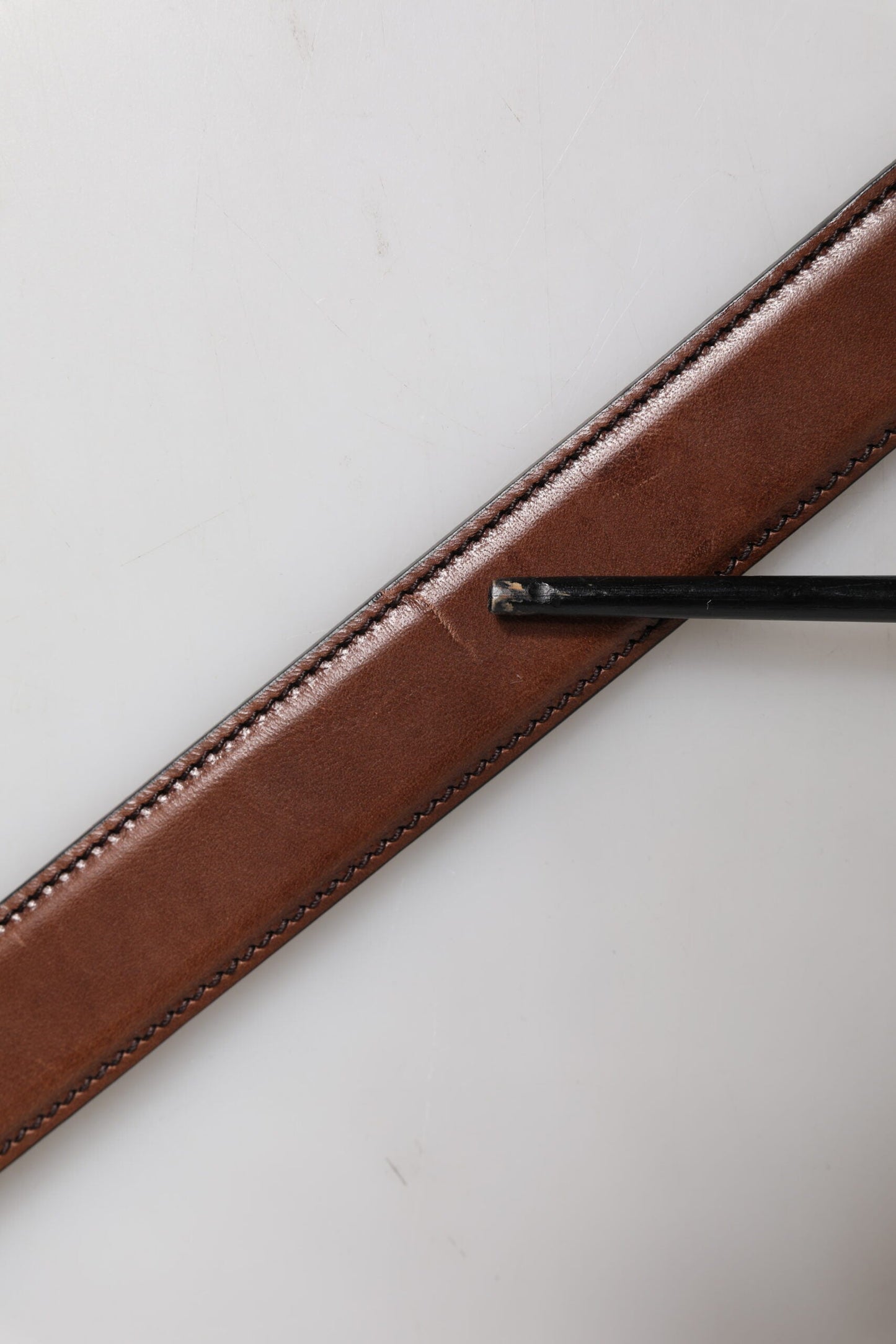 Dolce & Gabbana Brown Leather Metal Buckle Classic Belt