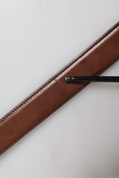 Dolce & Gabbana Brown Leather Metal Buckle Classic Belt