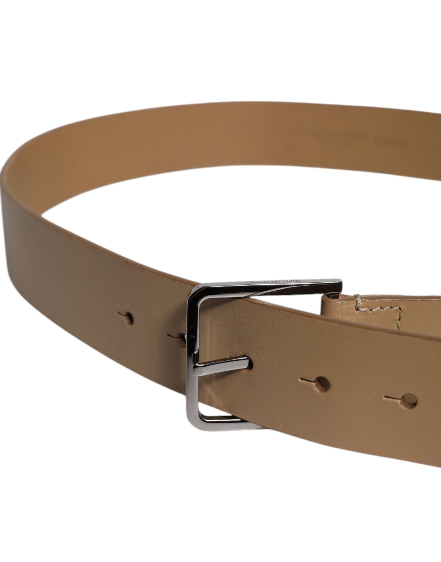 Dolce & Gabbana Brown Leather Classic Metal Logo Buckle Belt