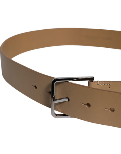 Dolce & Gabbana Brown Leather Classic Metal Logo Buckle Belt