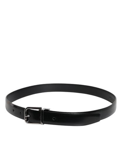 Dolce & Gabbana Black Solid Leather Classic Waist Buckle Belt