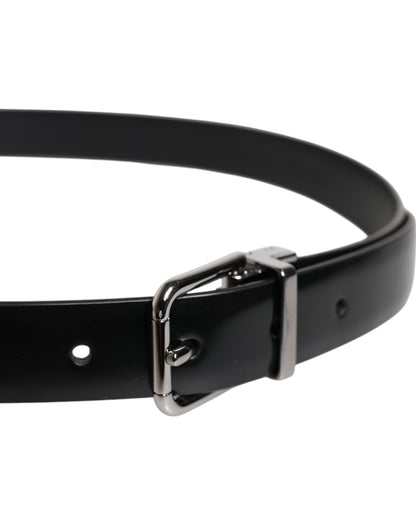 Dolce & Gabbana Black Solid Leather Classic Waist Buckle Belt