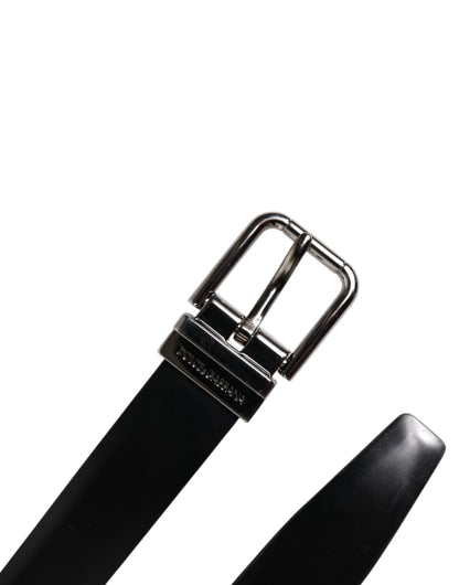 Dolce & Gabbana Black Solid Leather Classic Waist Buckle Belt