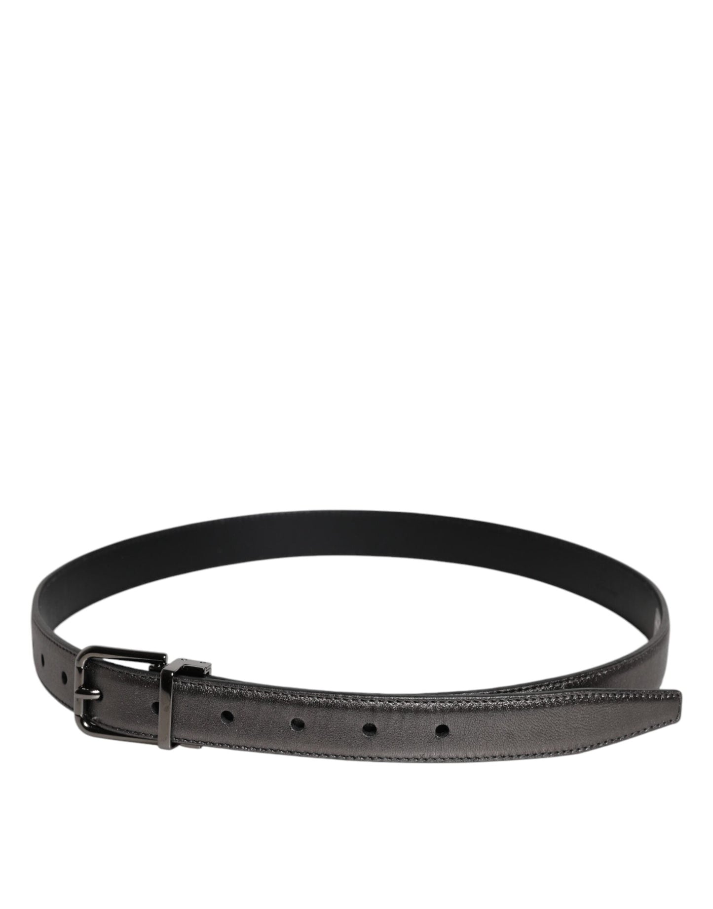 Dolce & Gabbana Black Leather Classic Metal Logo Buckle Belt