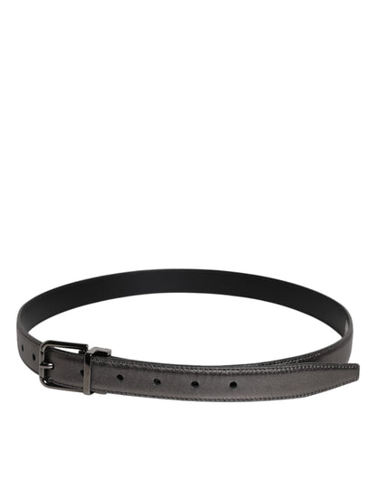 Dolce & Gabbana Black Leather Classic Metal Logo Buckle Belt