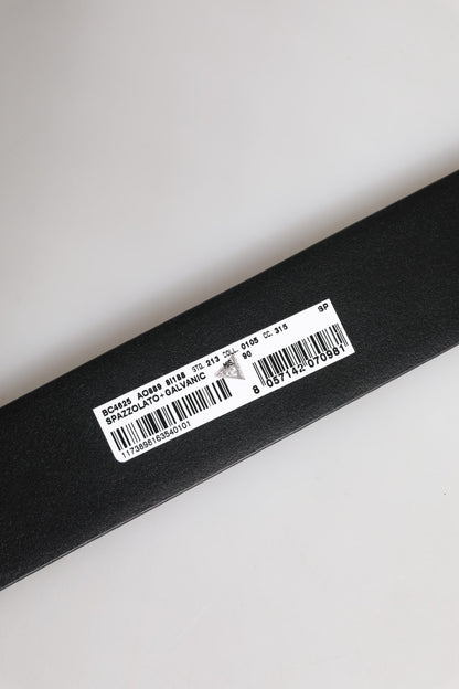 Dolce & Gabbana Black Leather DG Logo Plaque Buckle Belt