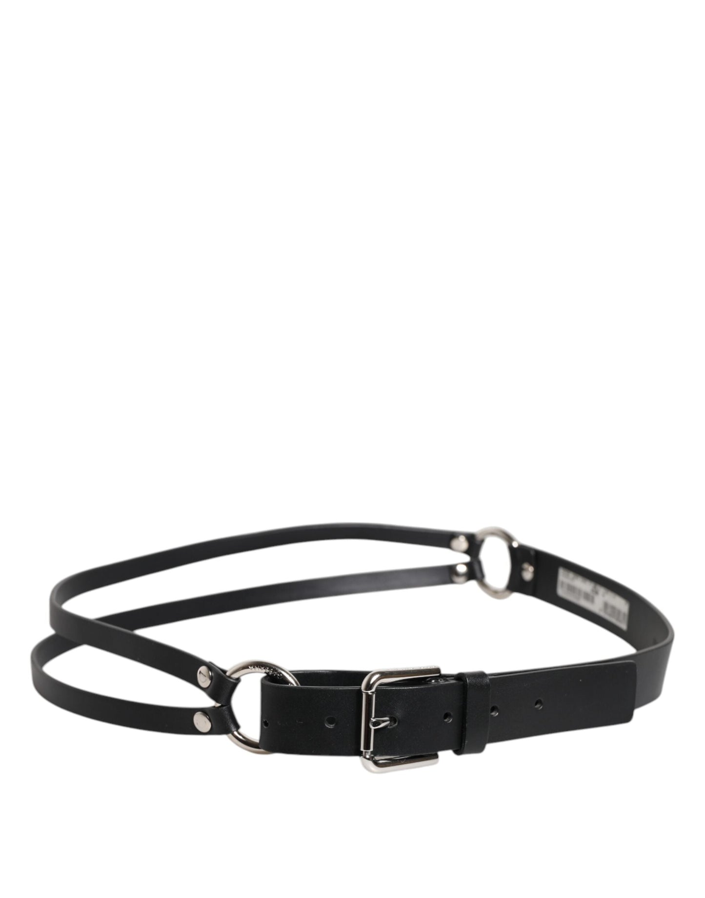 Dolce & Gabbana Black Leather Classic Metal Logo Buckle Belt