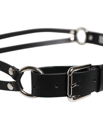 Dolce & Gabbana Black Leather Classic Metal Logo Buckle Belt