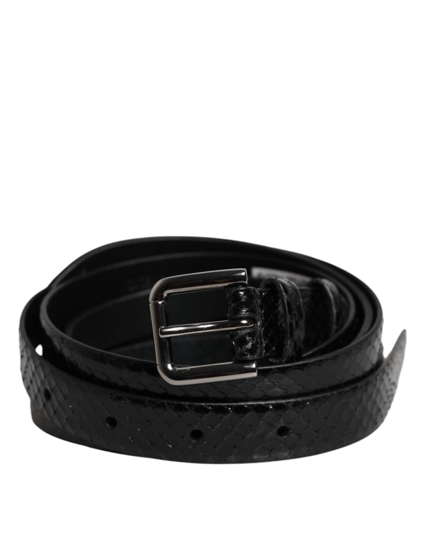Dolce & Gabbana Black Leather Classic Metal Logo Buckle Belt
