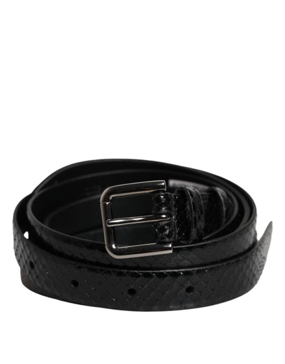 Dolce & Gabbana Black Leather Classic Metal Logo Buckle Belt