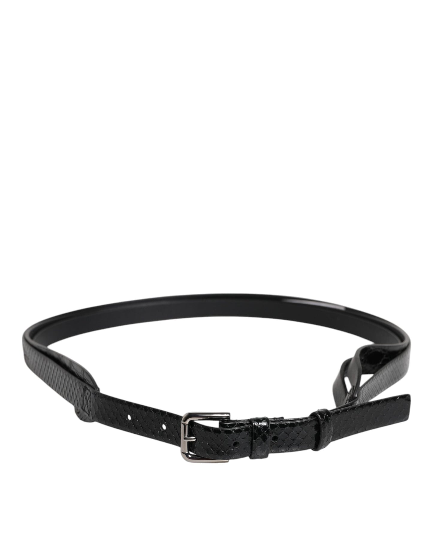 Dolce & Gabbana Black Leather Classic Metal Logo Buckle Belt