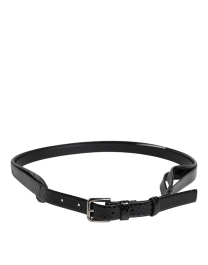 Dolce & Gabbana Black Leather Classic Metal Logo Buckle Belt
