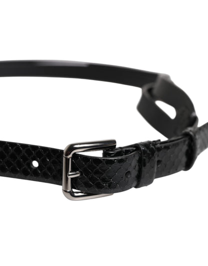 Dolce & Gabbana Black Leather Classic Metal Logo Buckle Belt