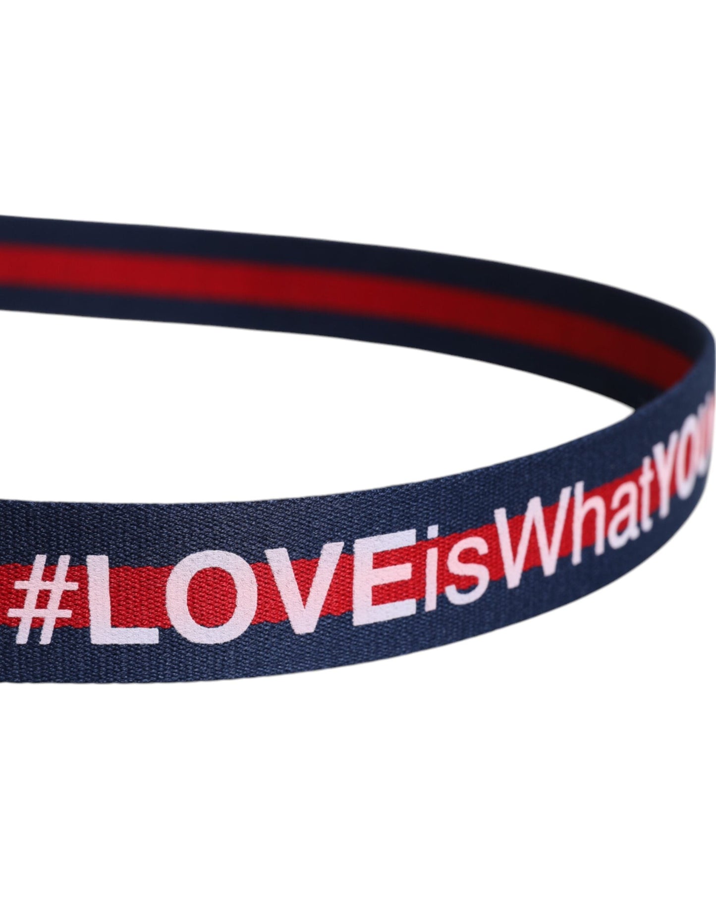 Dolce & Gabbana Blue Cotton Leather Printed Metal Buckle Belt