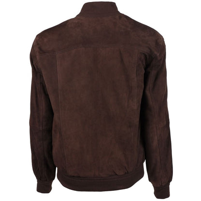 Emilio Romanelli Brown Calfskin Men Bomber Jacket