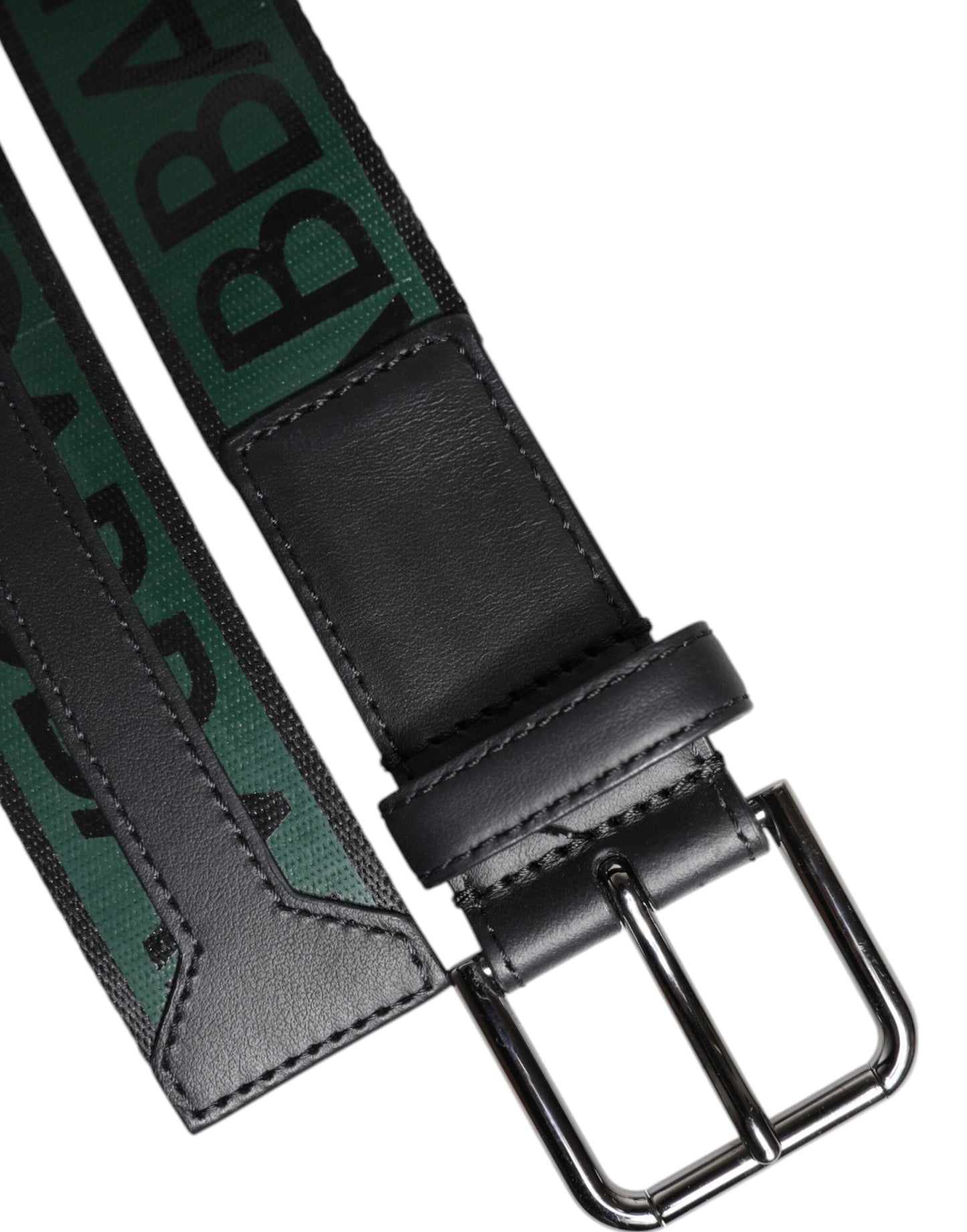 Dolce & Gabbana Green Black Classic Metal Logo Buckle Belt