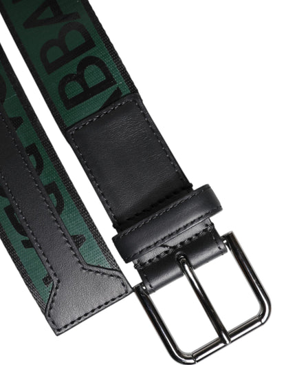 Dolce & Gabbana Green Black Classic Metal Logo Buckle Belt