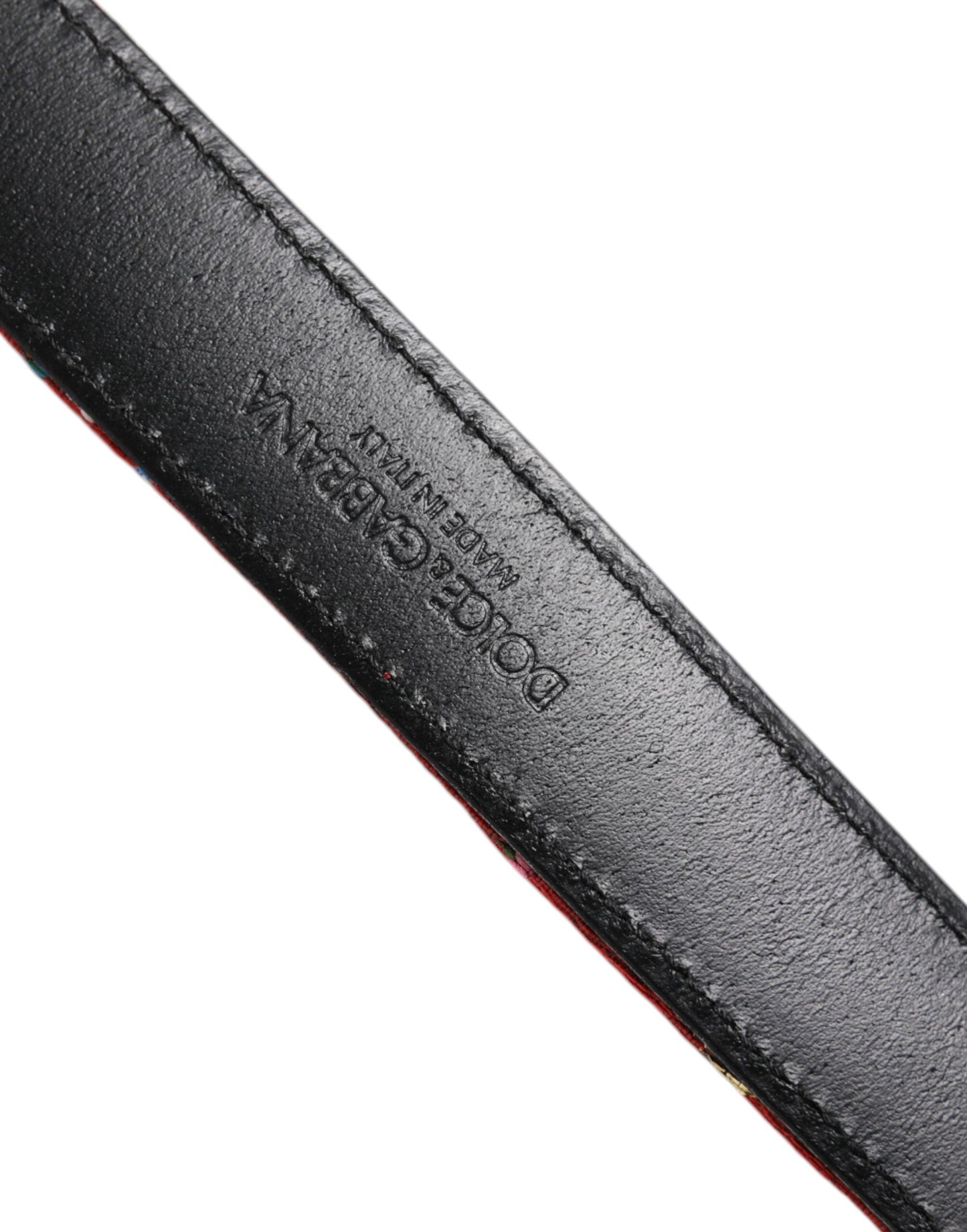 Dolce & Gabbana Red Floral DG Embellished Metal Buckle Belt
