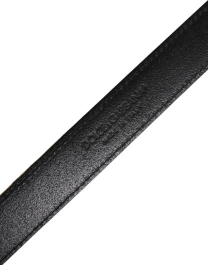 Dolce & Gabbana Gold Floral Jacquard Leather Metal Buckle Belt