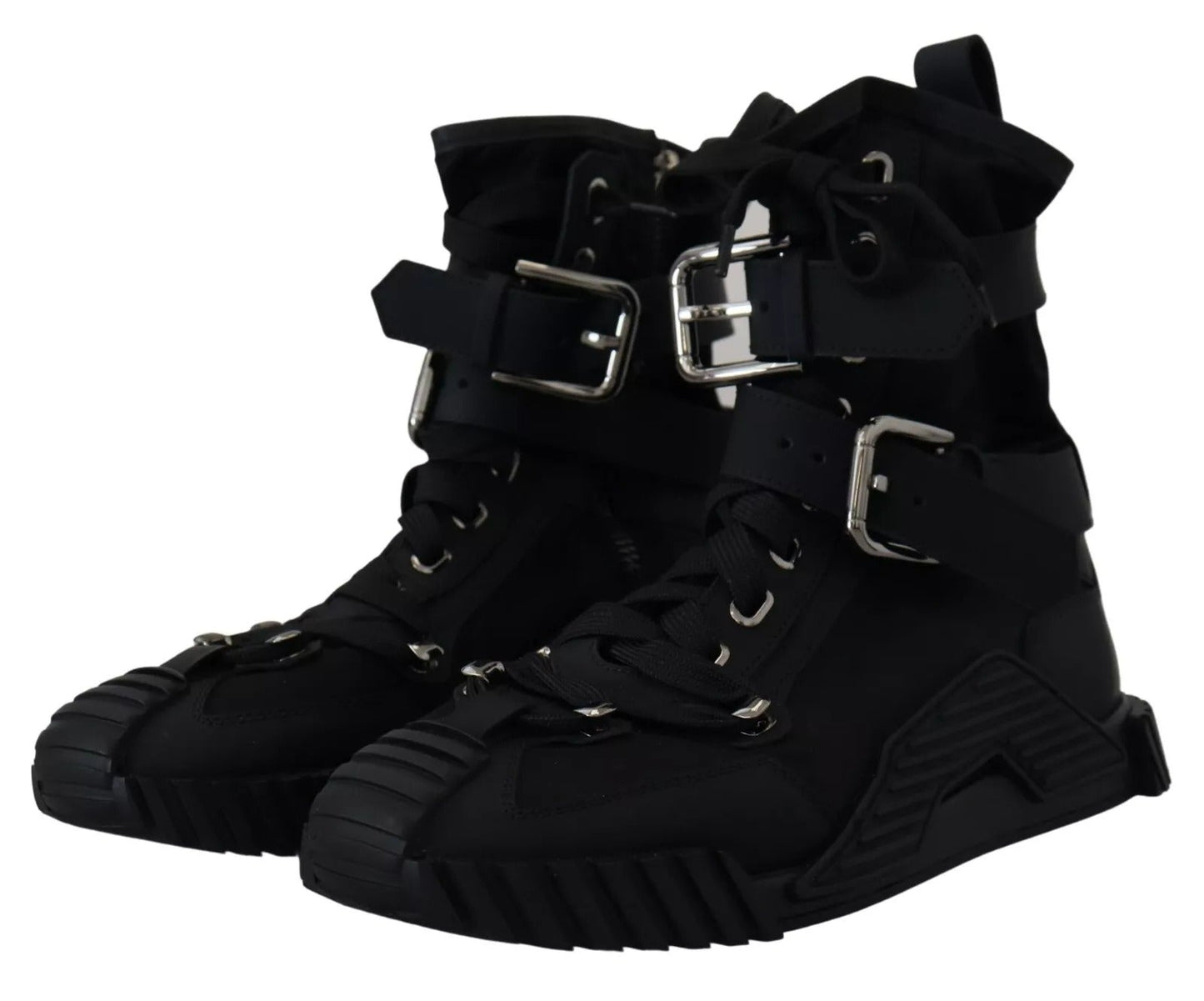 Dolce & Gabbana Black Nylon High Top Sorrento Sneakers Shoes