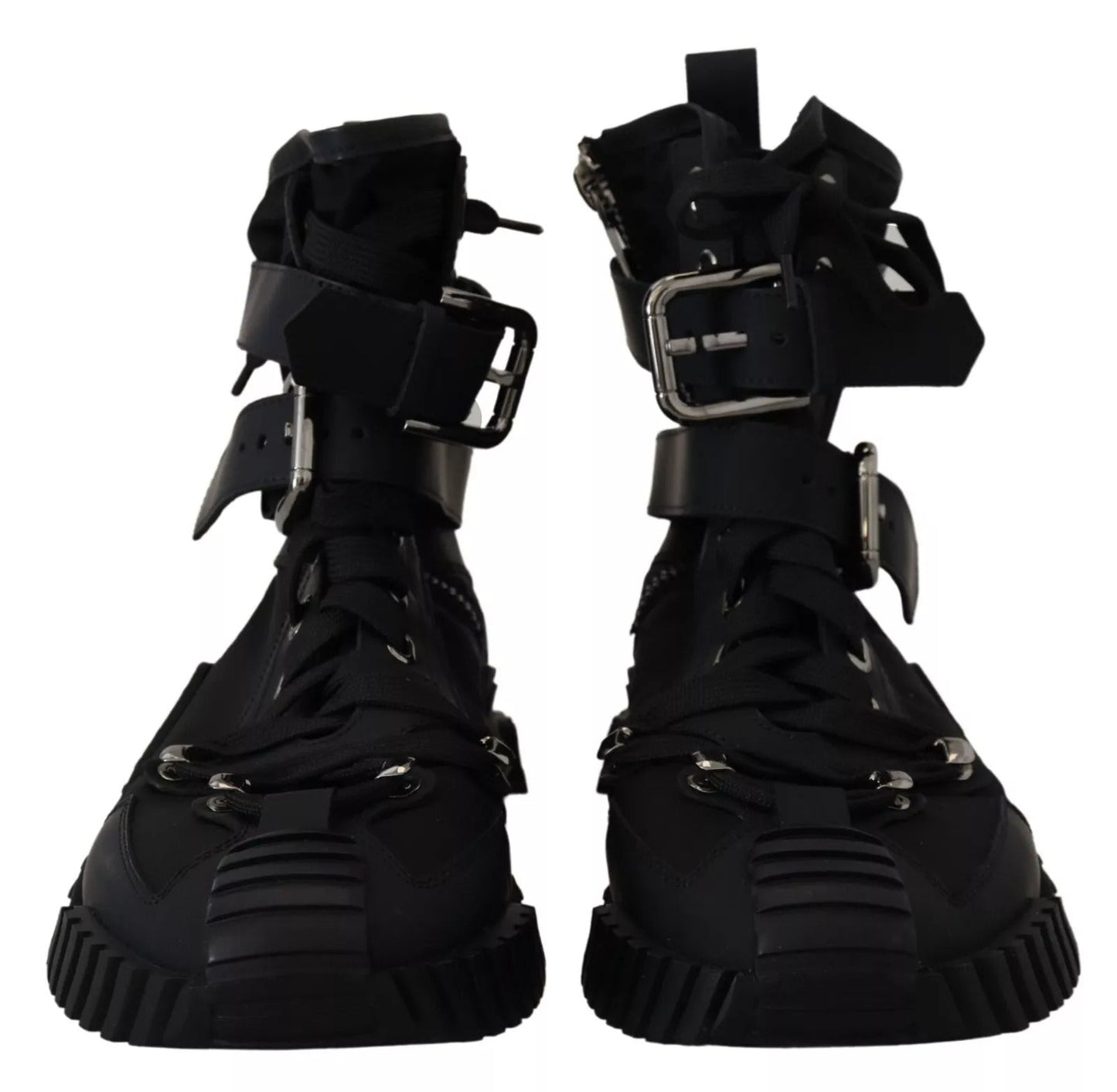 Dolce & Gabbana Black Nylon High Top Sorrento Sneakers Shoes