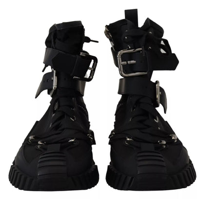 Dolce & Gabbana Black Nylon High Top Sorrento Sneakers Shoes