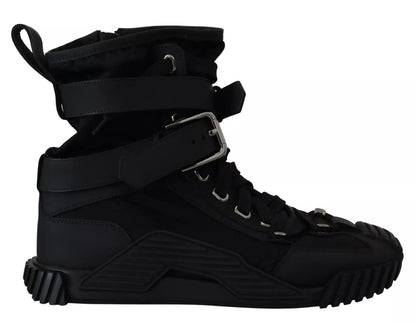 Dolce & Gabbana Black Nylon High Top Sorrento Sneakers Shoes
