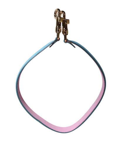Dolce & Gabbana Pink Blue Leather Handle Bag Shoulder Strap