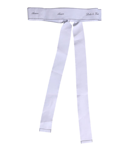 Dolce & Gabbana White Waist Ribbon Wide Bow Logo Belt