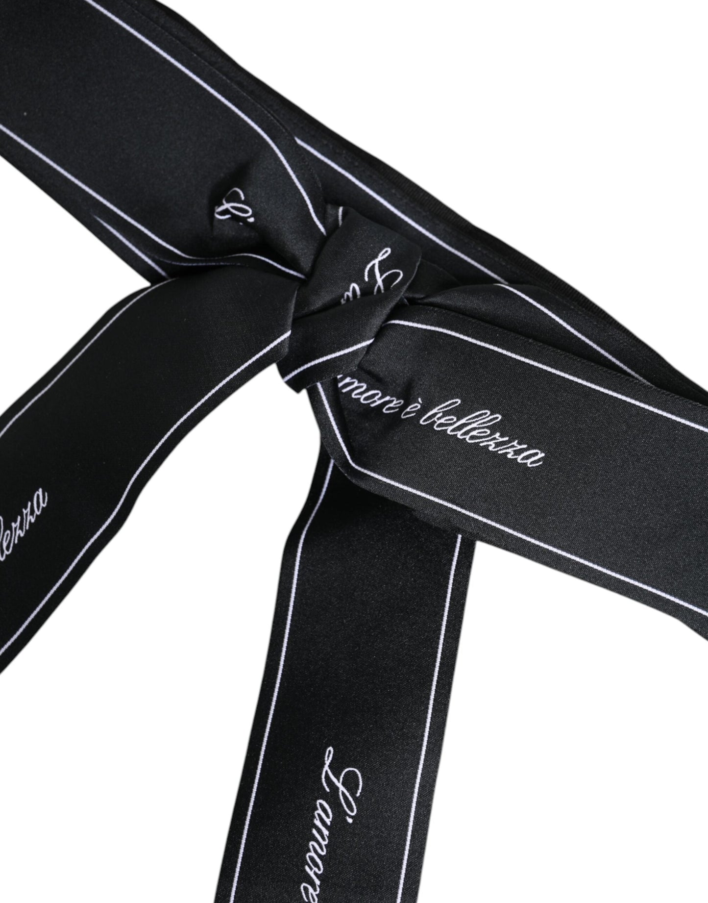 Dolce & Gabbana Black Waist Ribbon Wide Bow Logo Belt