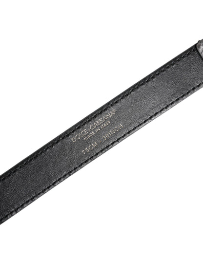Dolce & Gabbana Silver Logo Engraved Metal Waist Buckle Belt