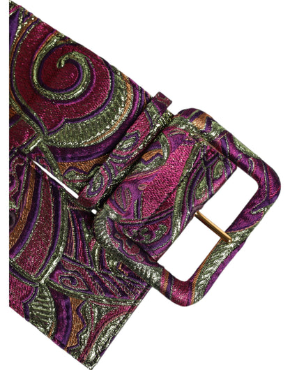 Dolce & Gabbana Multicolor Floral Jacquard Wide Waist Belt