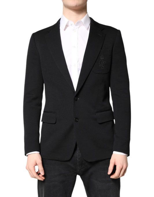 Dolce & Gabbana Black Wool Slim Fit Coat Blazer Jacket Suit