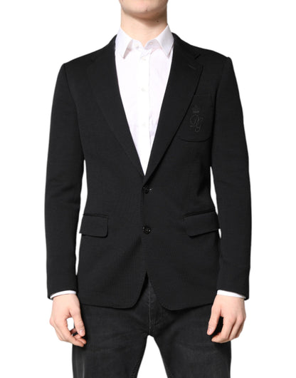Dolce & Gabbana Black Wool Slim Fit Coat Blazer Jacket Suit
