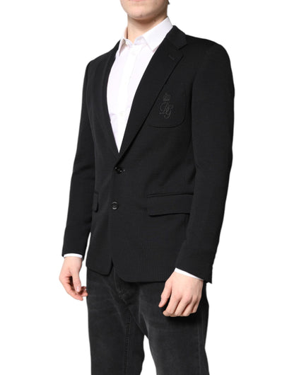 Dolce & Gabbana Black Wool Slim Fit Coat Blazer Jacket Suit