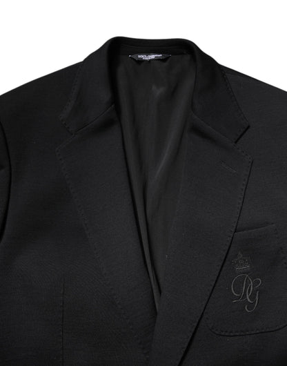 Dolce & Gabbana Black Wool Slim Fit Coat Blazer Jacket Suit