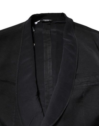 Dolce & Gabbana Black Silk Single Breasted Coat Blazer Suit