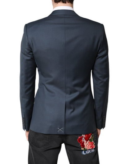 Dolce & Gabbana Blue Single Breasted Men Coat MARTINI Blazer