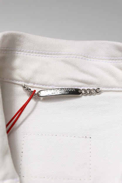 Dolce & Gabbana White Graffiti Cotton Stretch Denim Jacket