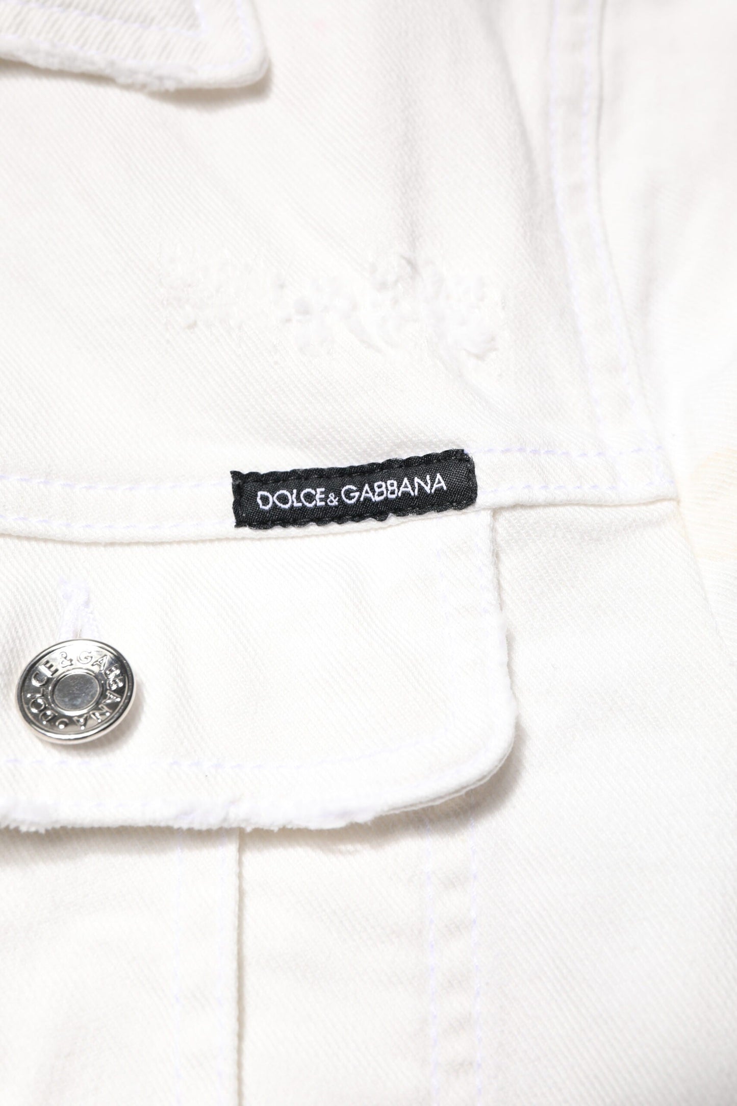 Dolce & Gabbana White Graffiti Cotton Stretch Denim Jacket