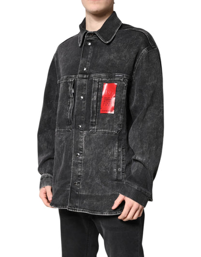 Dolce & Gabbana Black Logo Cotton Stretch Denim Jacket